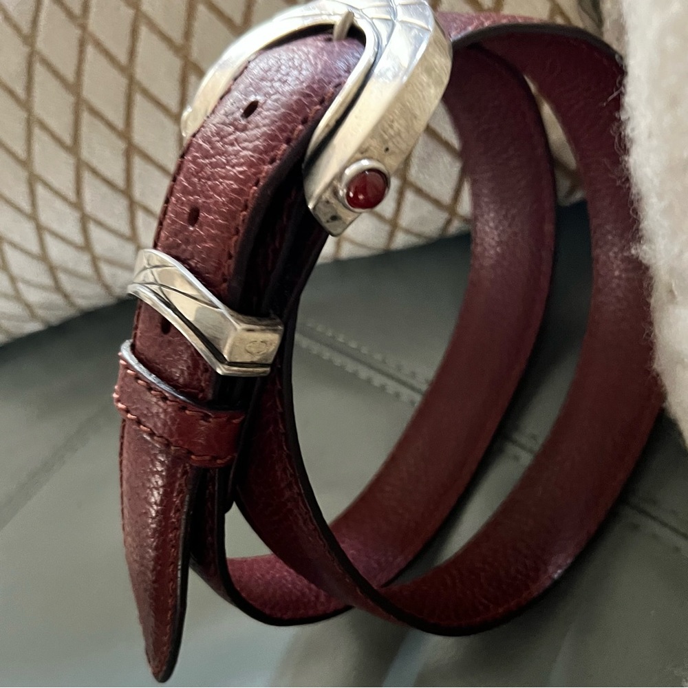 RARE 925 Sterling Silver CLAUDIO CALESTANI Milano Italy LEATHER BELT 100 115 - Picture 6 of 17